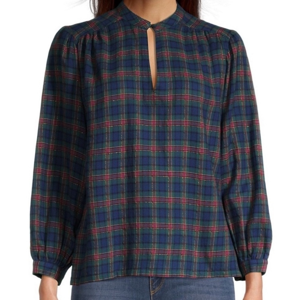 Birds of Paradis by Trovata Bailey Tinsel Plaid Blouse